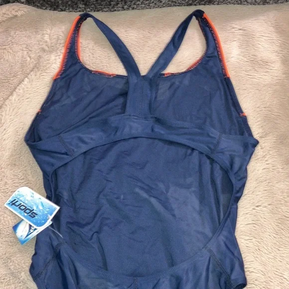 NWT Sporti Piped Splice Wide Strap One Piece Swimsuit, size 40 - Picture 4 of 12